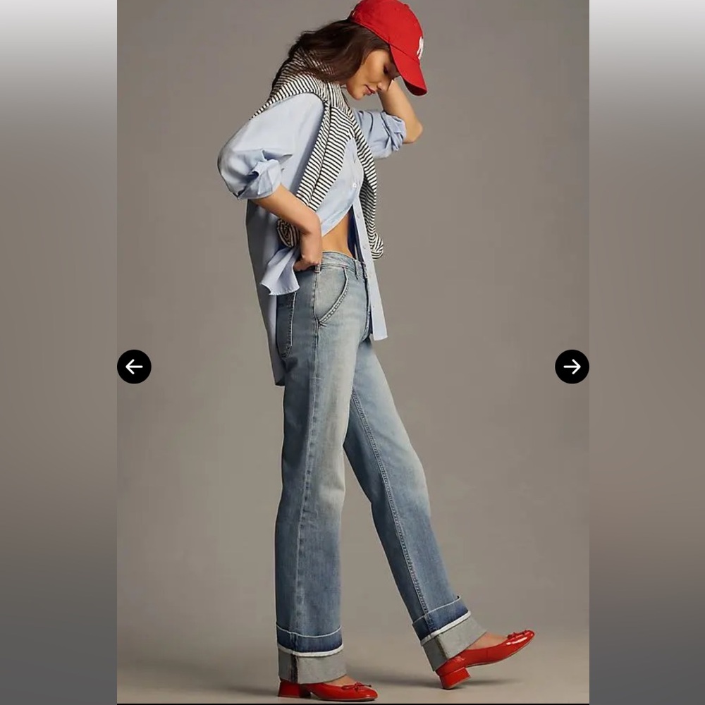 Pilcro Francais Mid-Rise Cuffed Jeans in Loch Wash